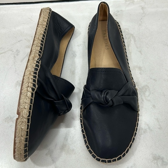 Talbots Izzy Knot Nappa Espadrille Flats Leather Black Round Toe Size 10 NWT - Picture 3 of 16